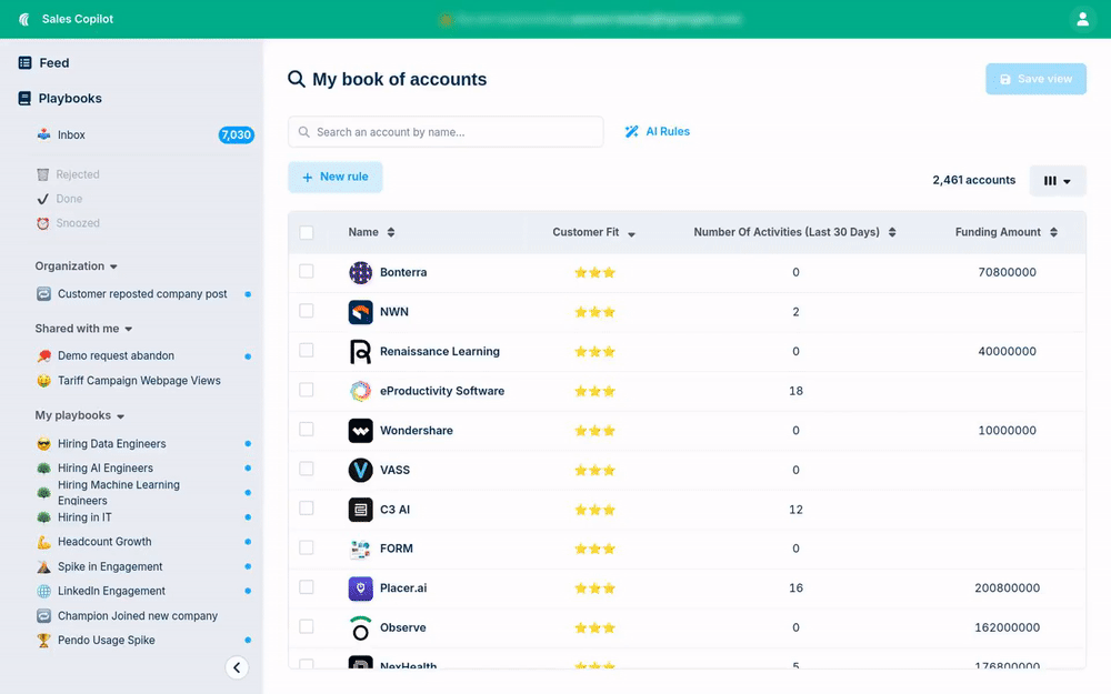 Sales Copilot in Contextual Intelligence Platform: Playbooks and integrations with Outreach, Gong, and Salesloft in Sales Copilot