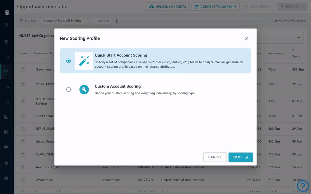 AI outbound scoring in Platform v2: Account scoring based on in-platform criteria and signals